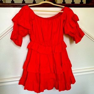 Lovers + Friends Dresses Lovers + Friends Red Tiered Ruffle Mini Dress